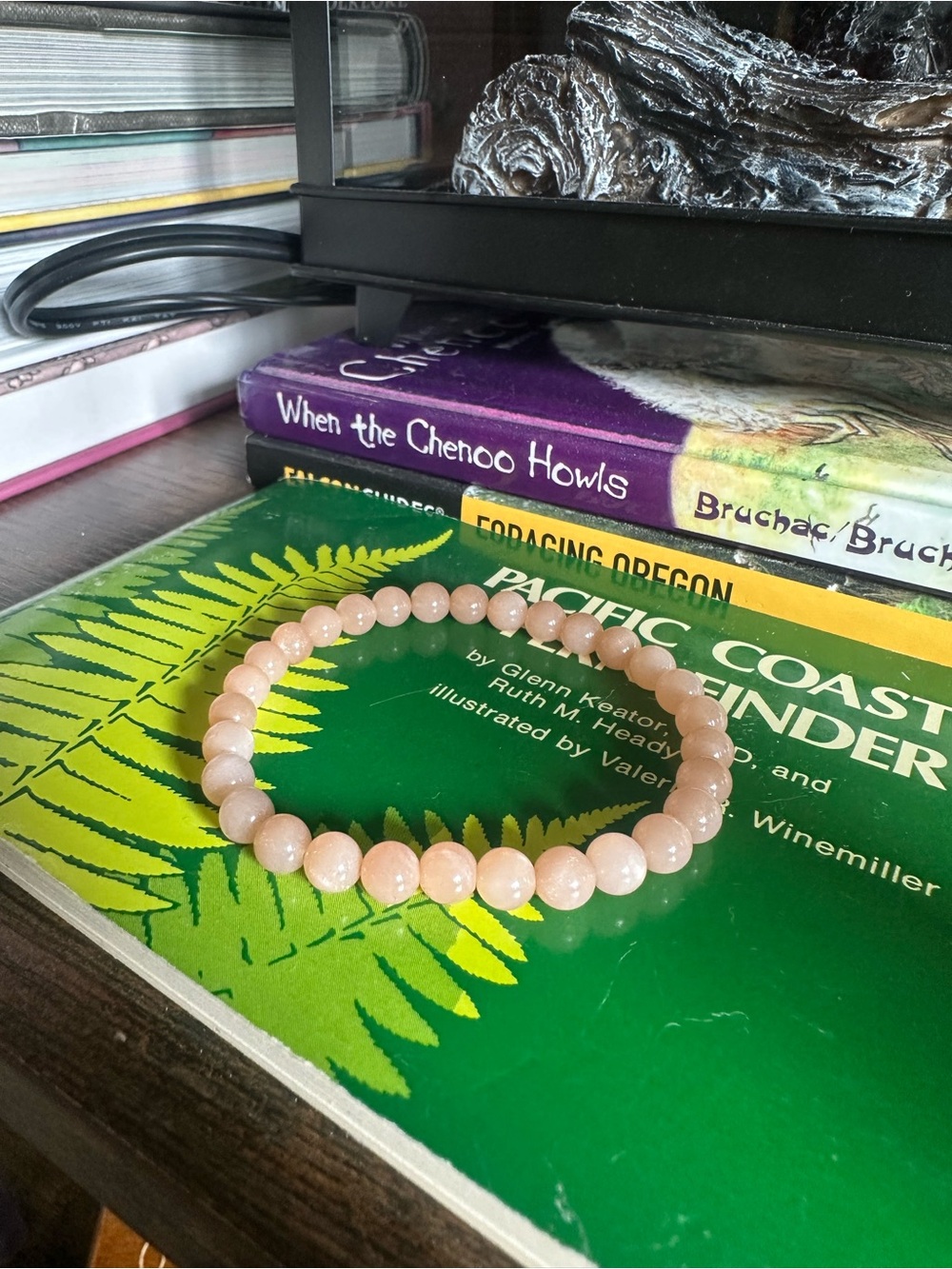 Peach Sunstone Beaded Stretch Bracelet
